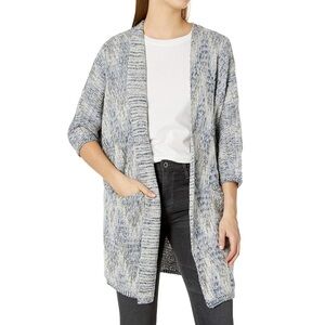 Lucky Brand Gray Open Front Sweater Duster Dolman Sleeves Oversized Pockets XS/S